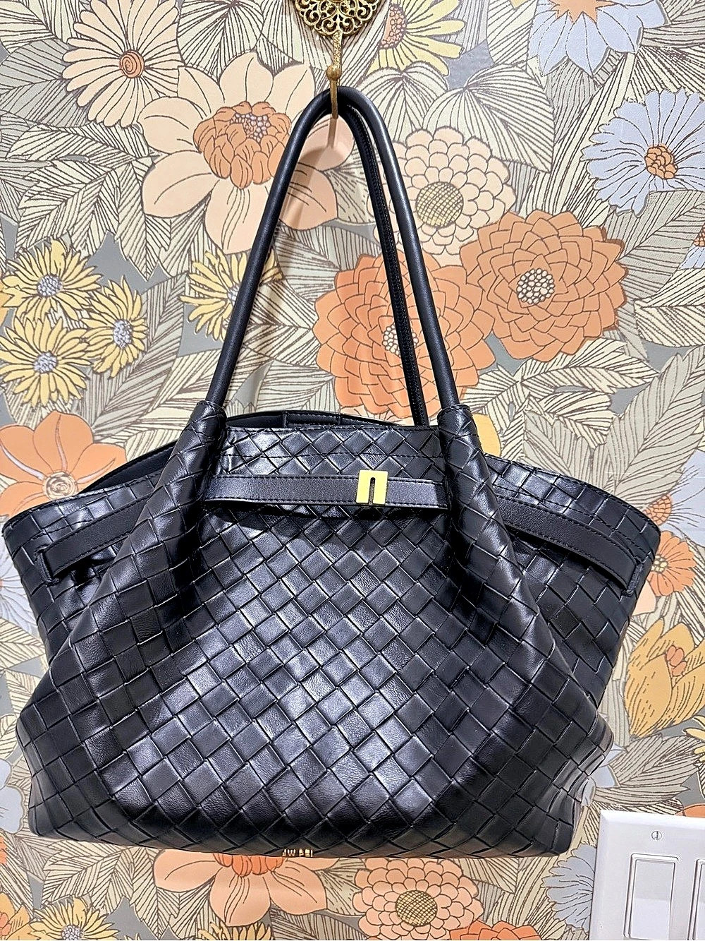 JW PEI Hana Large Weave Texture Tote Bag Black